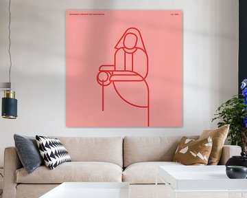 The Milkmaid in SoftPink and Red abstract style by Michel Rijk