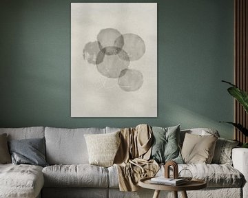 Kunstwerk van abstracte circles in zachte beige kleurtonen van Imaginative