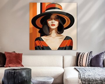 Femme dans un chapeau rayé sur Art Lovers