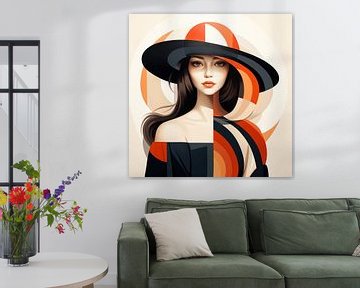 Vrouw in een gestreepte hoed van Art Lovers