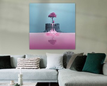 Roze Boom op een Klif van Art Lovers