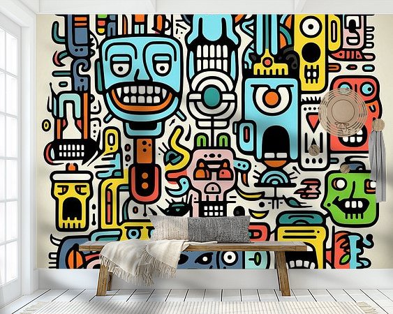 Voorbeeld van het werk in een kamer