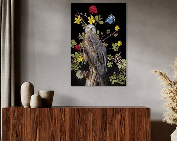 bloemen met vogel en vlinder van Dori Heijmans