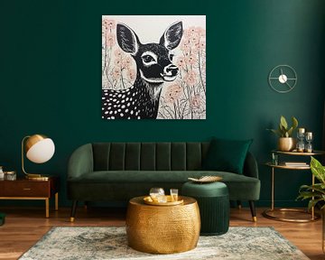 Deer lino print by Bianca ter Riet