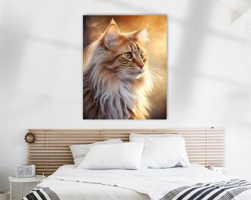 Cat portrait - Golden mist (1) by Ralf van de Sand