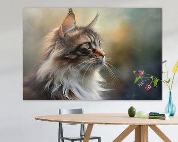 Kattenportret - Monet (3) van Ralf van de Sand