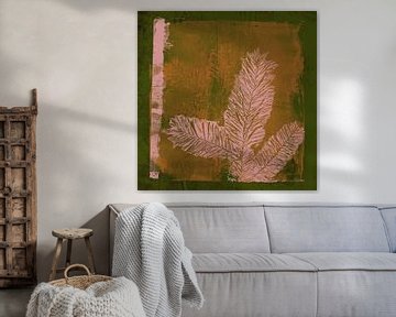 Christmas in neon colors. Modern botanical art in pink, ocher yellow and green by Dina Dankers