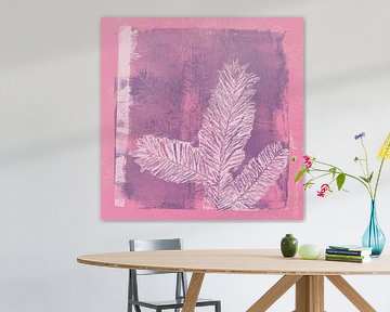 Christmas in neon colors. Modern botanical art in lilac, pink and purple by Dina Dankers