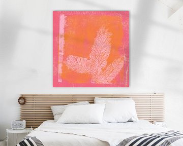 Christmas in neon colors. Modern botanical art in pink, orange and lilac by Dina Dankers