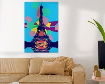 De Eiffeltoren van Parijs in popart stijl van John van den Heuvel
