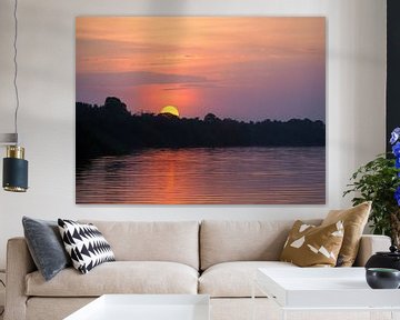 Coucher de soleil sur le fleuve Gambie sur Joost Doude van Troostwijk