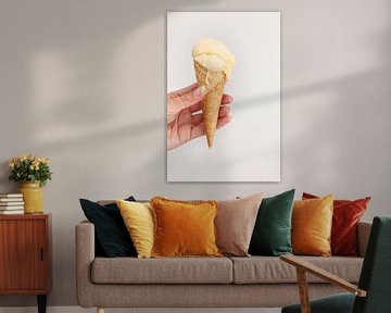 Scoop of lavender ice cream on a cone by Nina van der Kleij