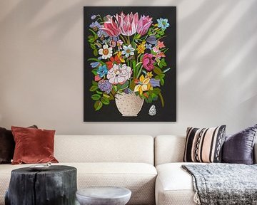 bloemen, kleurrijk, modern, oude meesters, vrolijk (PLUS2) van Marjolein Bresser