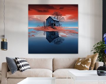 Verlaten huis op een rode horizon van Art Lovers