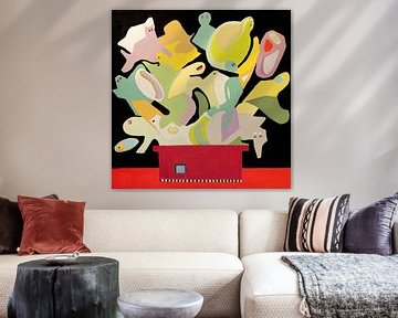 bloemen, fantasie, abstract, kleurrijk (WADM8) van Marjolein Bresser