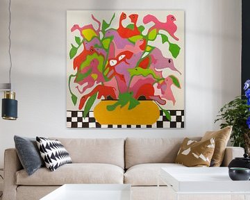 Bloemen, fantasie, abstract, kleurrijk,  (WADM2) van Marjolein Bresser