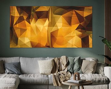 Golden abstraction. Modern geometric art in brown, yellow, copper by Dina Dankers