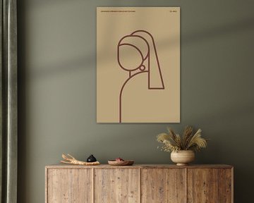 The Girl with the Pearl Earring abstract line illustration by Michel Rijk