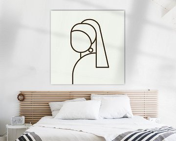 La fille à la boucle d'oreille abstraite illustration linéaire sur Michel Rijk