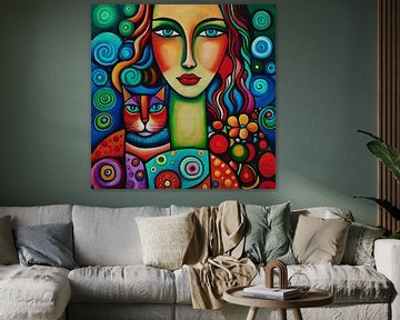 Mystic woman with a cat