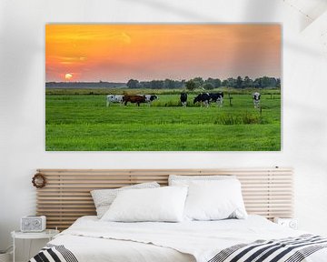 Zonsondergang met koeien in de polder van Connie de Graaf