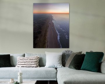 Kustlijn van Nederland tijdens zonsopgang van Visuals by Justin