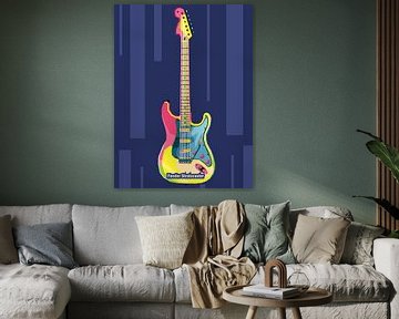 Der Gitarrist Jimi Hendrix spielt den Gitarristen Fender Stratocaster im besten Pop-Art-Poster von miru arts