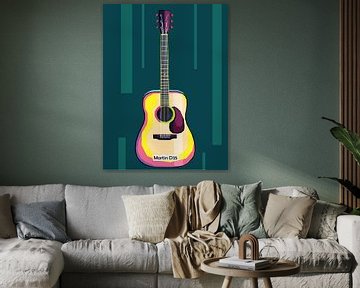 Bestes Pop-Art-Poster Gitarre Typ Martin d35 in Trendillustration von miru arts