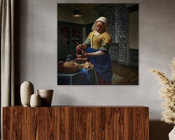 Milkmaid - kitchen with Delft blue fireplace by Digital Art Studio