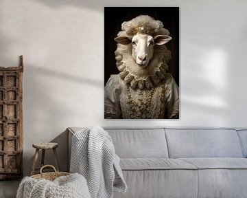 Schaap in Barok van PIX on the wall