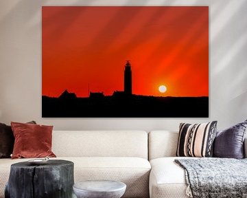 Texel lighthouse Eierland red sky 00