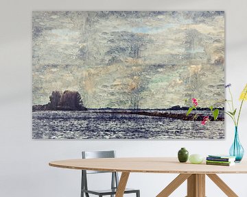 Uitzicht op het Grevelingenmeer (kunst, impasto techniek) van Art by Jeronimo