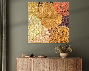 Modern abstract organic shapes in  warm retro colors. Lanterns 2. by Dina Dankers