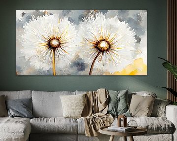 Dandelions met pluizenbollen /Paardenbloemen van Pieternel Decoratieve Kunst