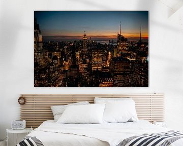 Manhattan skyline New york coucher de soleil sur Joyce van Doorn