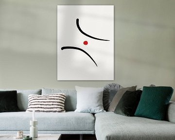 Œuvre d'art minimaliste et abstraite avec des lignes et un cercle sur Imaginative