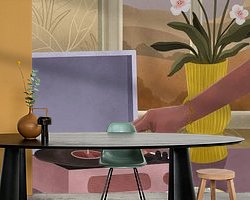 Voorbeeld van het werk in een kamer
