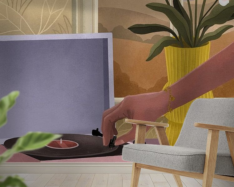 Voorbeeld van het werk in een kamer