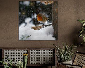 Roodborstje. Sfeer van de winter. van Alie Ekkelenkamp