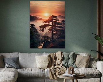 Lever de soleil dans la forêt