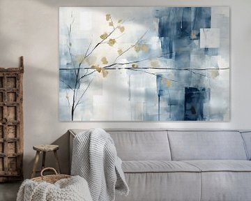 Modern abstract in blauw en wit van Studio Allee