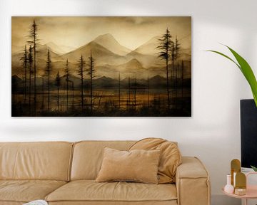 Mountain landscape in the mist