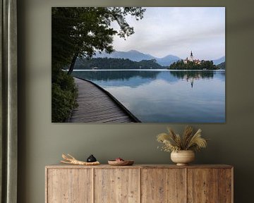 Lake Bled from the boardwalk by OCEANVOLTA