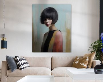 Modern portret in matte kleuren van Carla Van Iersel