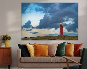 Texel lighthouse in the dunes during a calm autumn afternoon