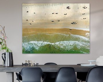 Golven die het strand raken aan de Noordzeekust in Noord-Holland van Sjoerd van der Wal Fotografie