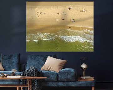 Golven die het strand raken aan de Noordzeekust in Noord-Holland van Sjoerd van der Wal Fotografie