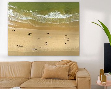 Golven die het strand raken aan de Noordzeekust in Noord-Holland van Sjoerd van der Wal Fotografie