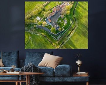 Schokland, ancienne île de la Zuiderzee dans le Flevoland, vue d'en haut sur Sjoerd van der Wal Photographie