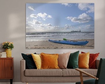 Canoe on the beach at Westkapelle / Netherlands by Photography art by Sacha